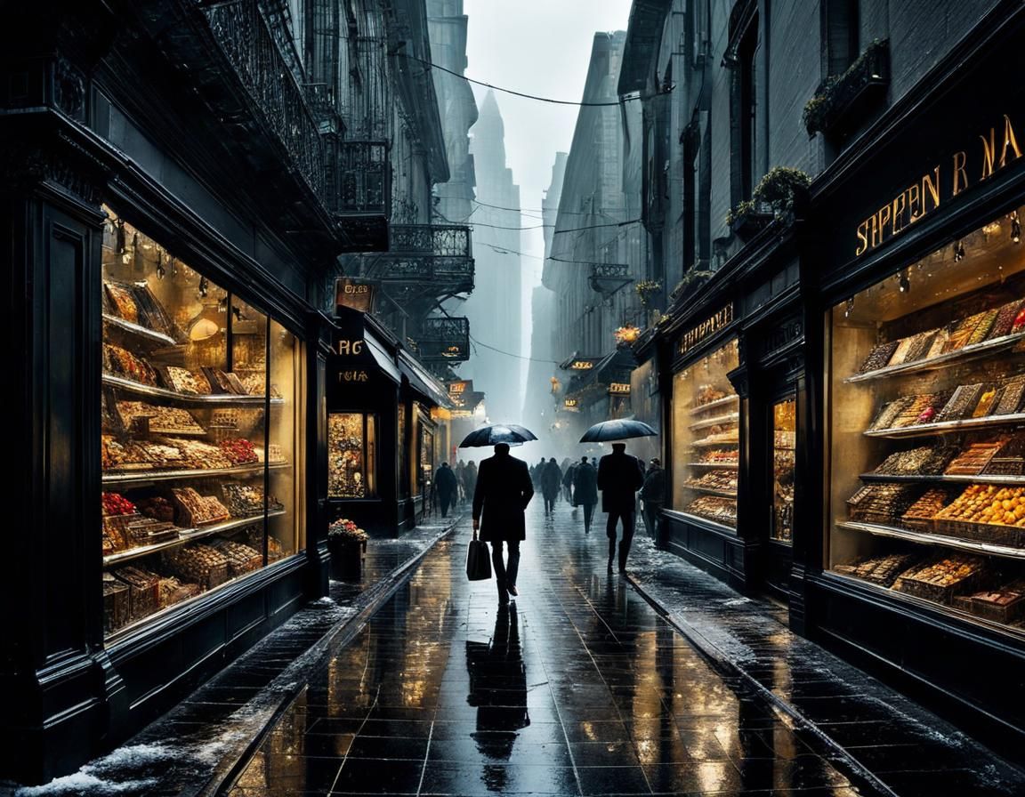 Intense Black Friday Shopping in Detailed Matte Painting