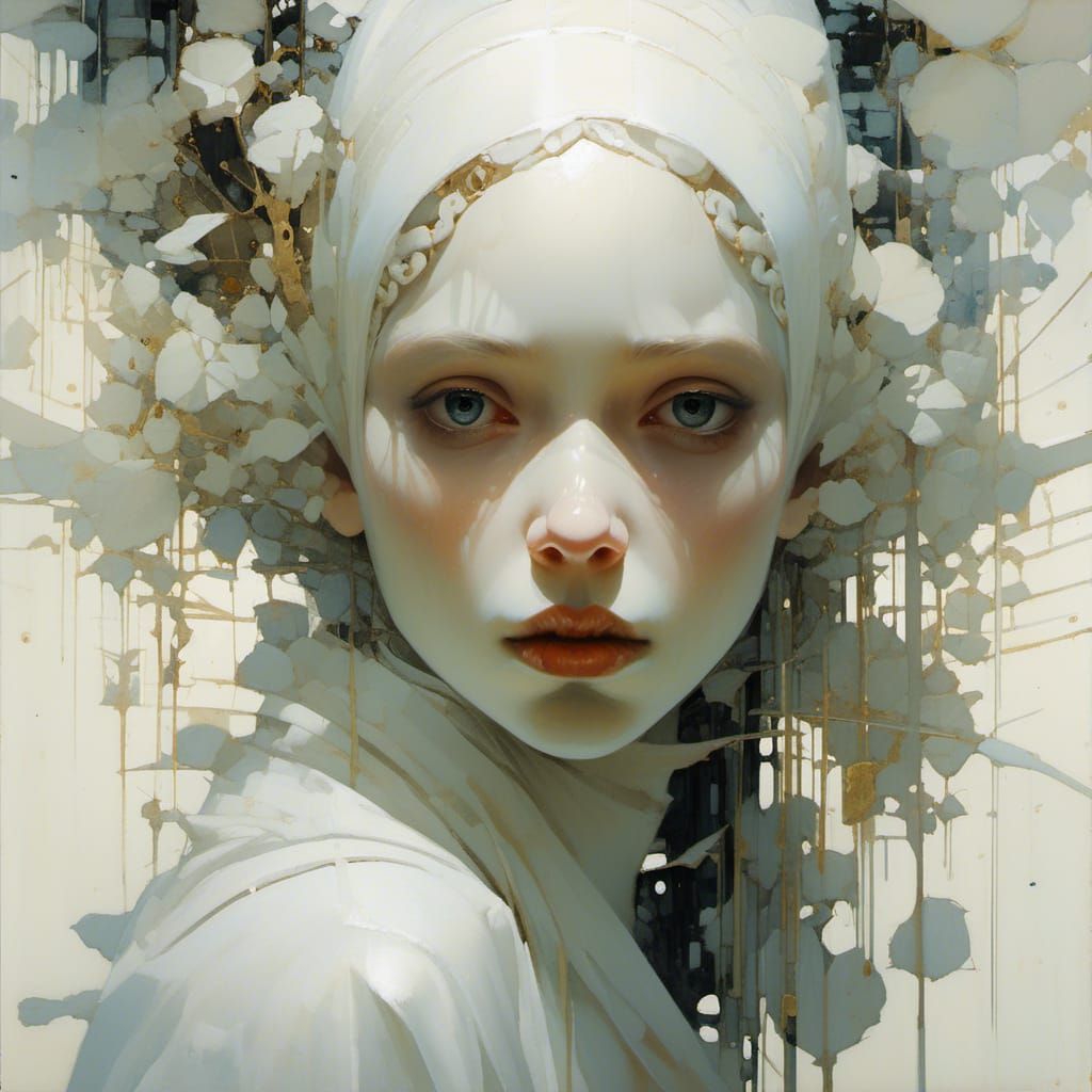 Ethereal Haunting Figure with Intense Expression