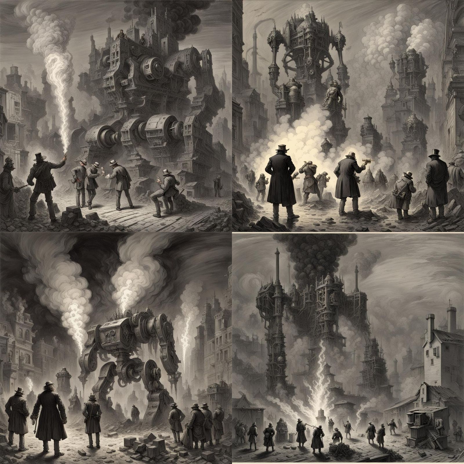 Men and Mechs in Fiery, Vaporous Horror Scene