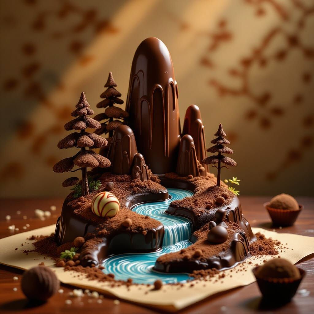 Chocolate Fantasy Landscape in Detailed Matte Painting