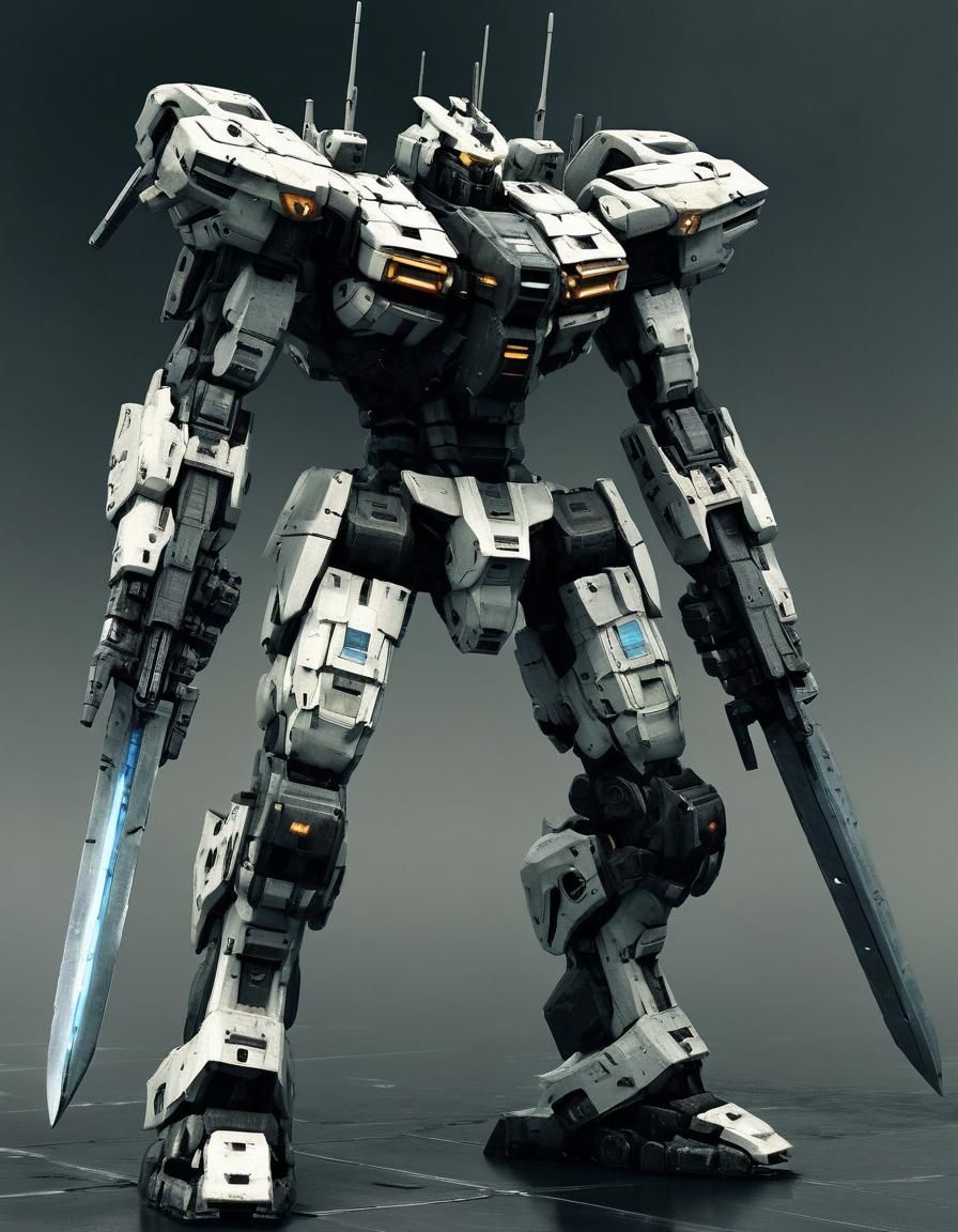 Futuristic Four-Armed Mech Warrior with Energy Swords