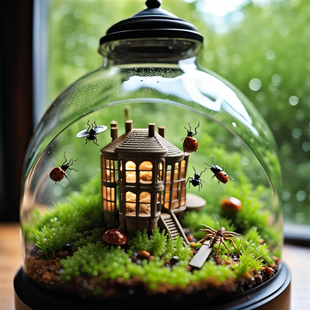 Magical Stars Erupting in Detailed Glass Terrarium
