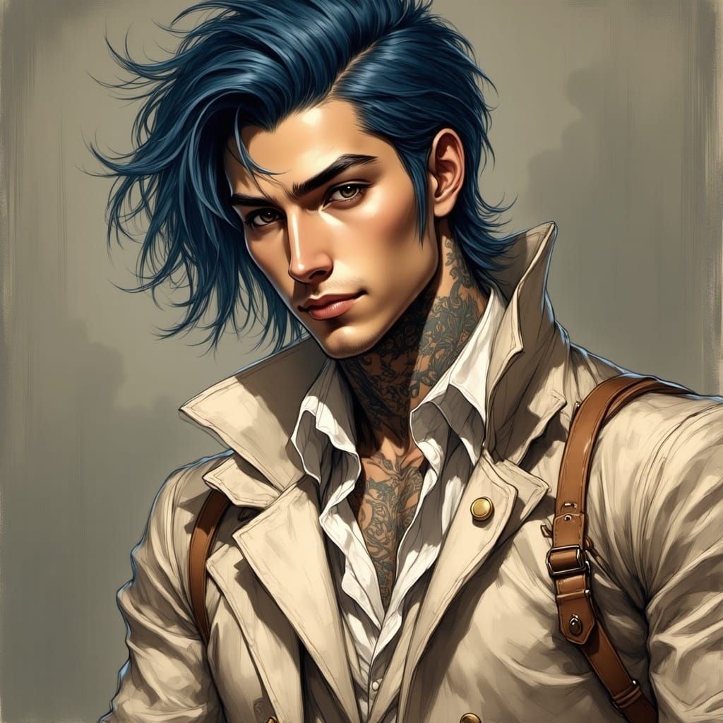 Nonbinary Man in Sparkle Gridline Champagne Suit