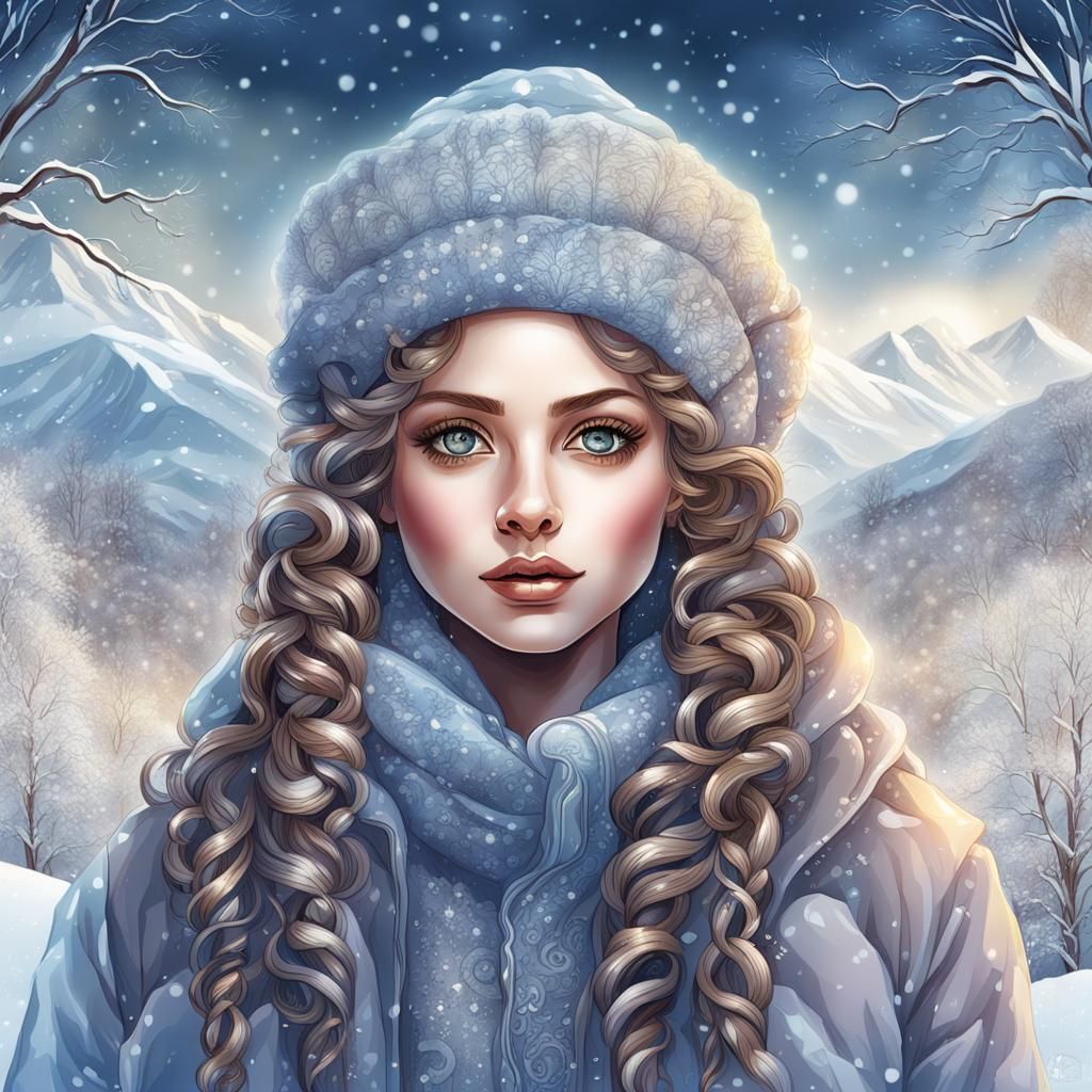 Lovely Winter Woman in Detailed Digital Photo