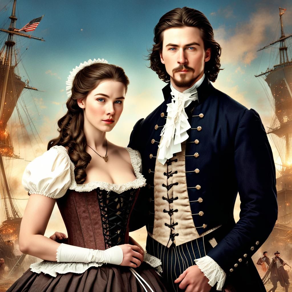 Revolutionary War Couple with Baby: Detailed Matte Painting