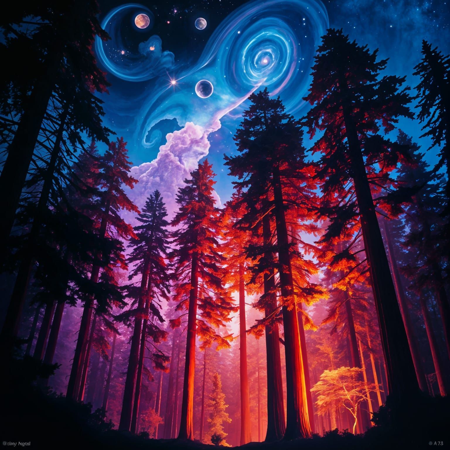 Abstract Redwood Forest at Twilight