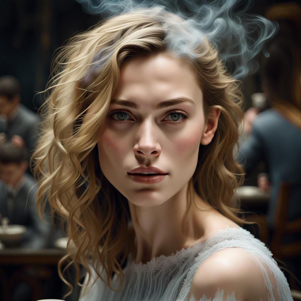 Cafe Portrait: Steaming Tea in Soft Light