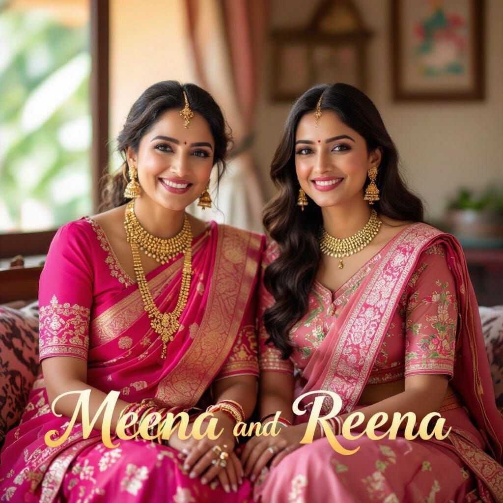 Indian Village Women in Traditional Dress: A Digital Paintin...