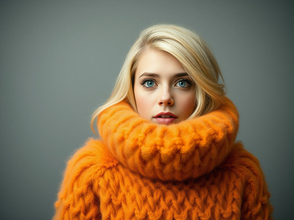 Minimalist Fleece in Warm Orange-Gold and Pale Gray