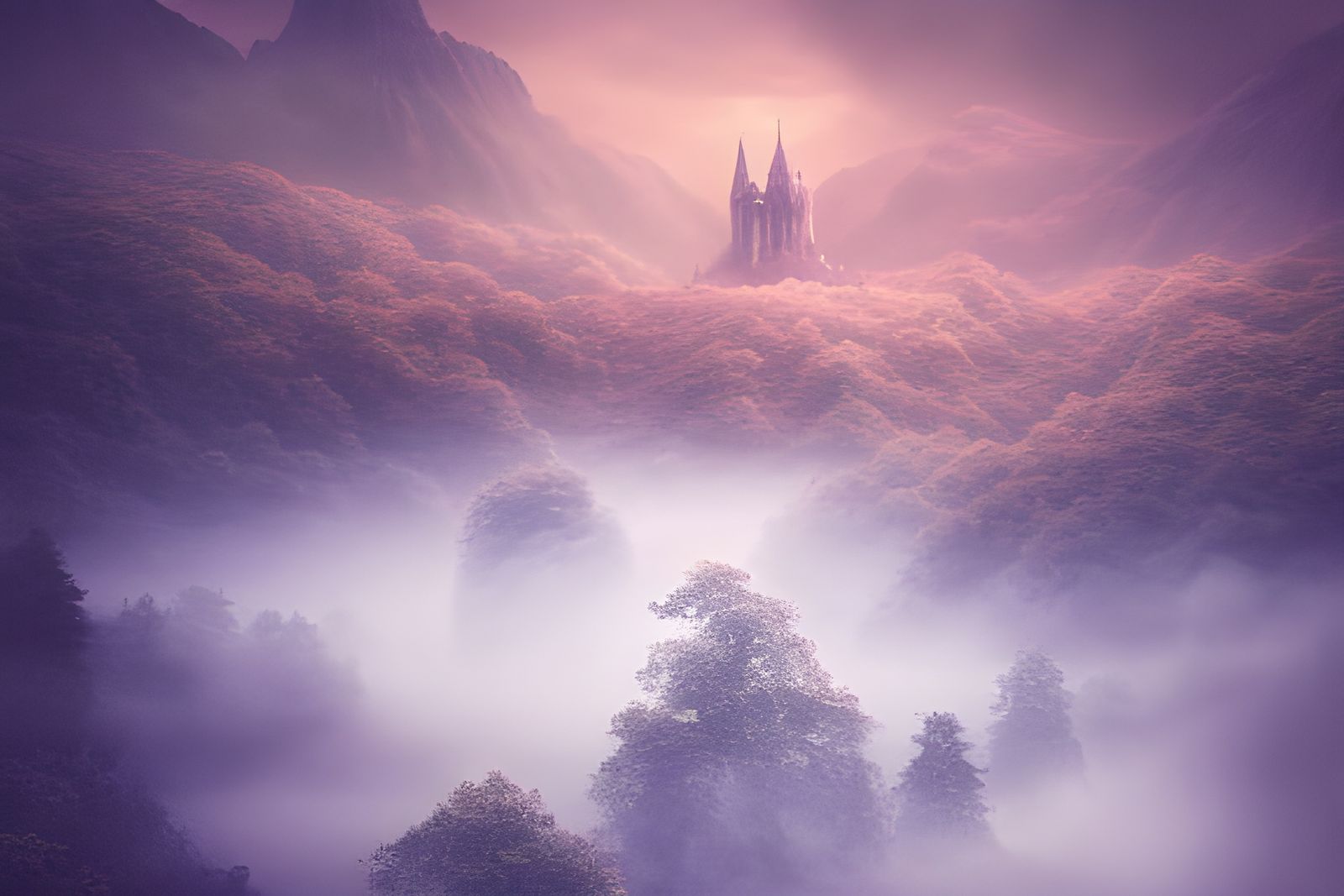Dreamlike Fantasy Landscape in Digital Art Style