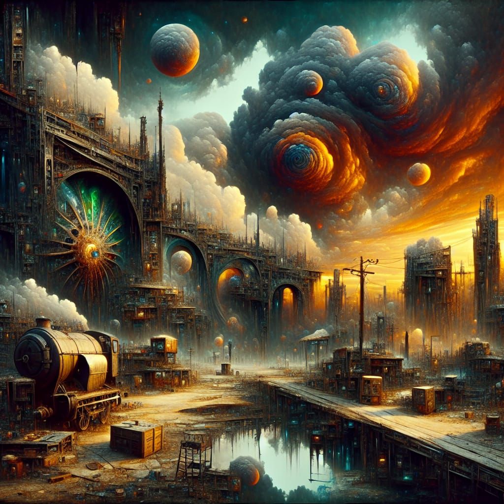 Bleak Dystopian World with Surreal Structures