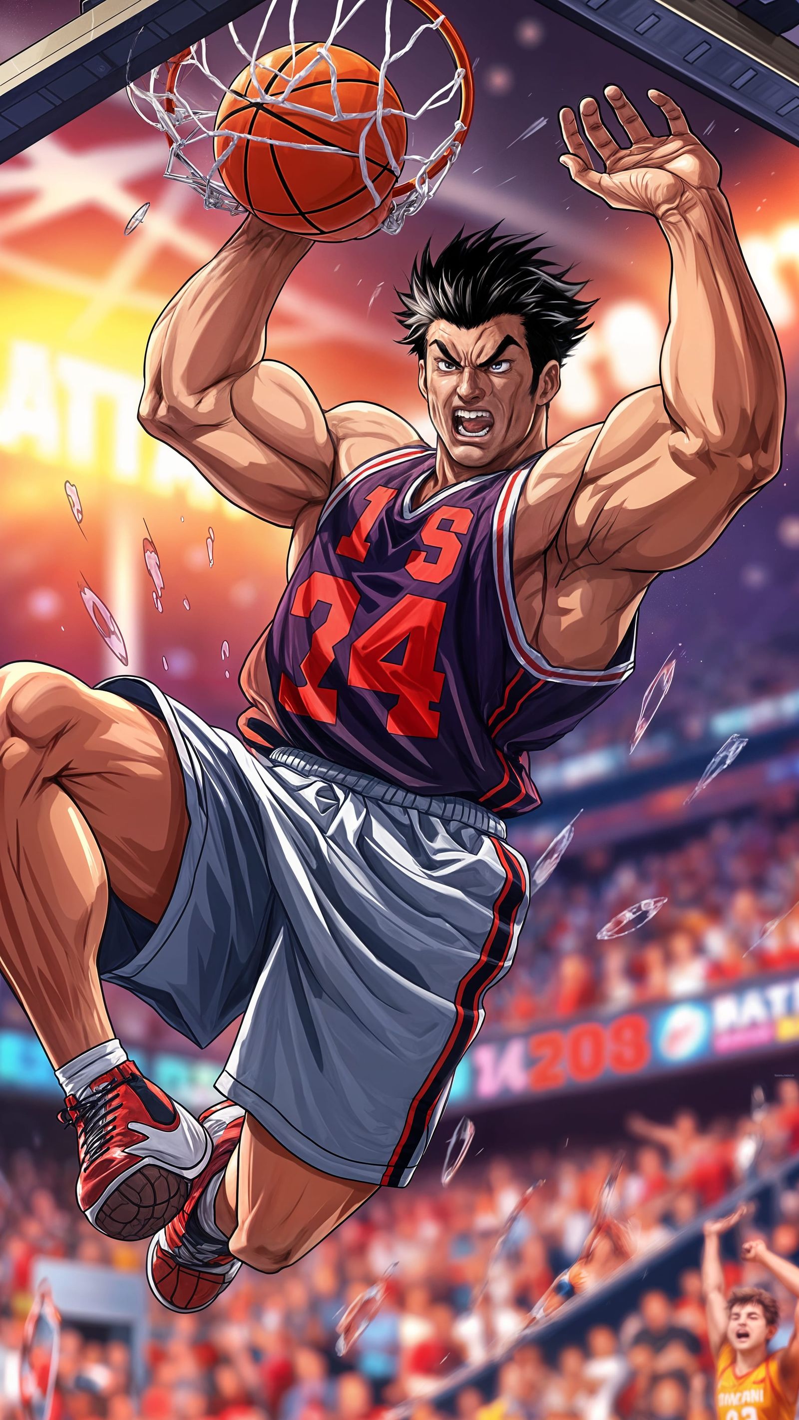 Dynamic Anime Athlete Slam Dunk Art