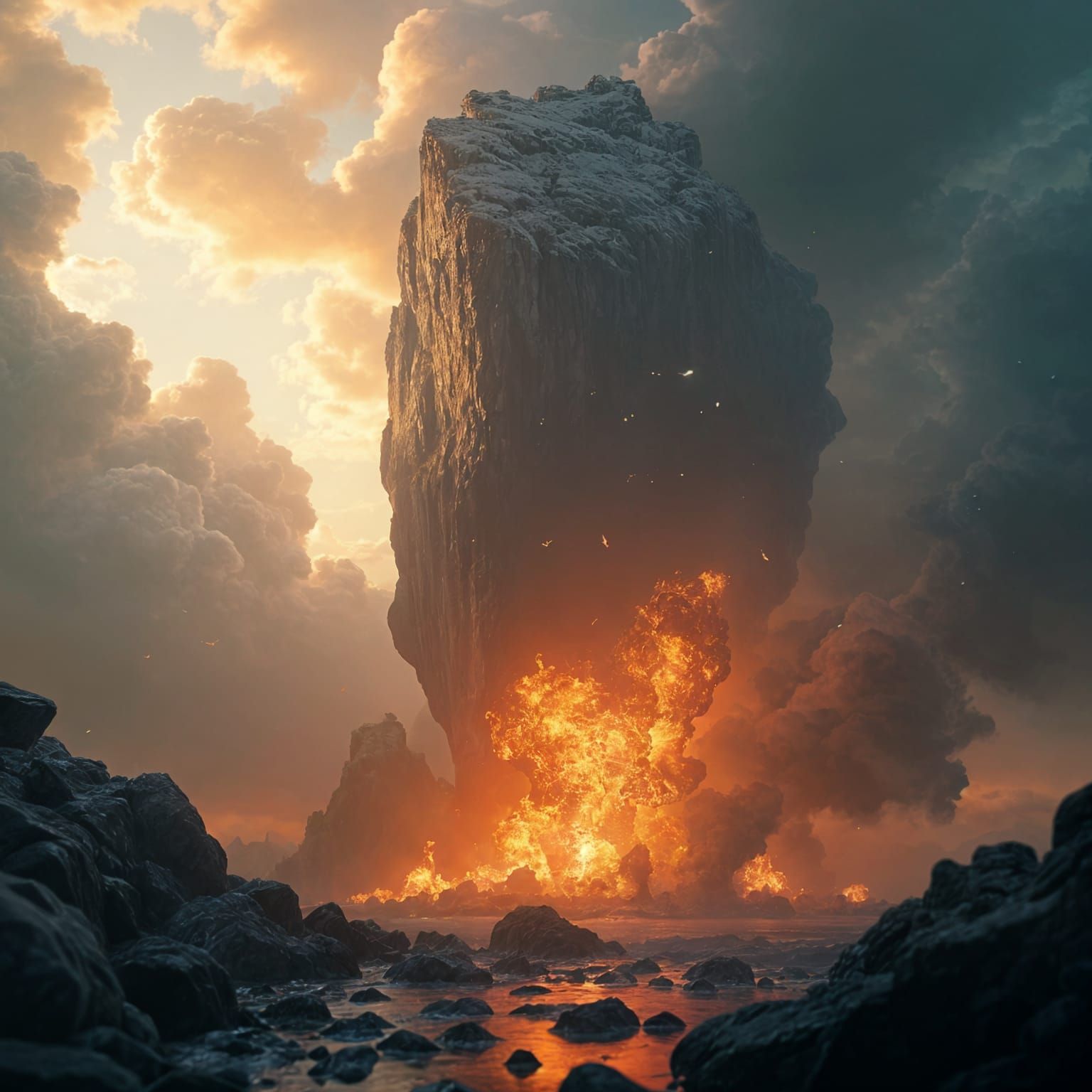 Dramatic Skyfall: Hyperdetailed Cinematic Action Painting