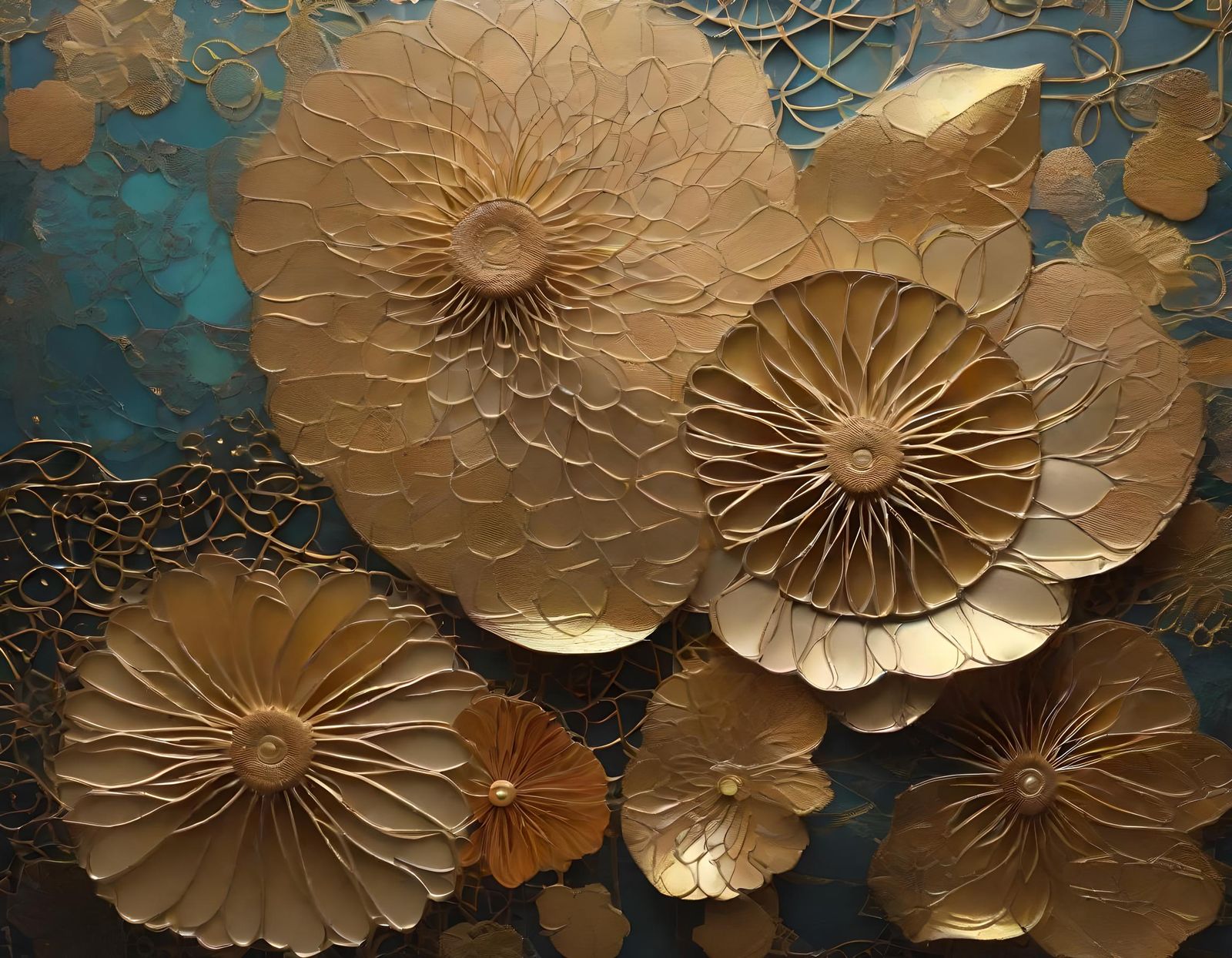 Intricate Spirograph Patchwork with Gold Leaf Highlights