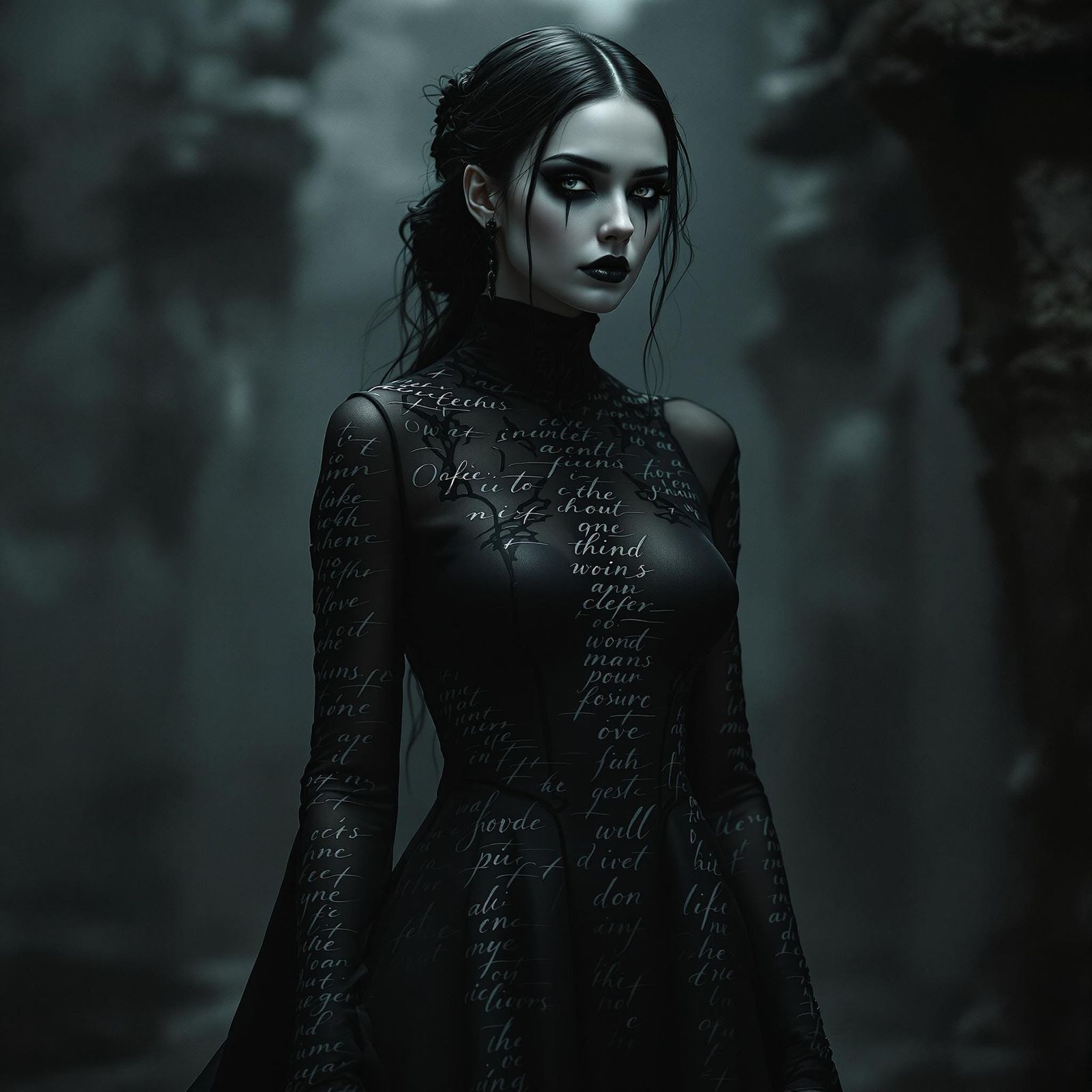 Dramatic Woman in Black, Gothic Dream