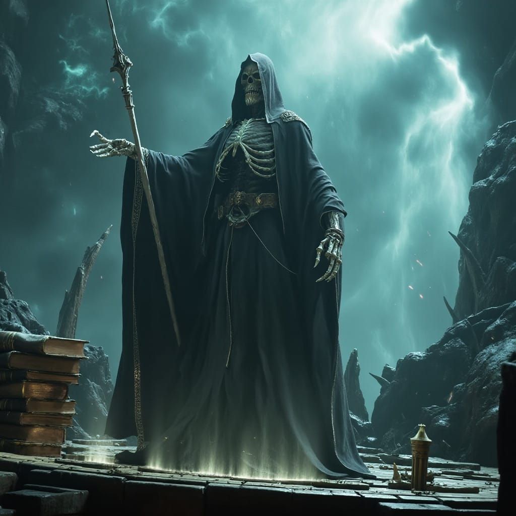 Skeletal Sorcerer in Dark Fantasy Style
