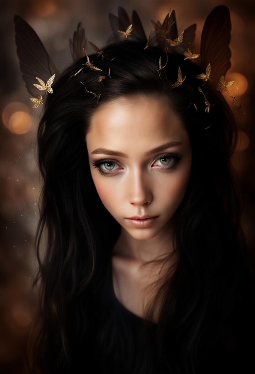 Detailed Golden Fairy on Alien Planet