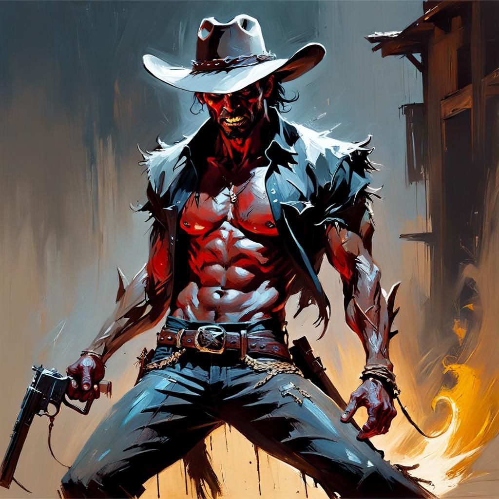 Demon Cowboy Artwork Inspired by Romanticism