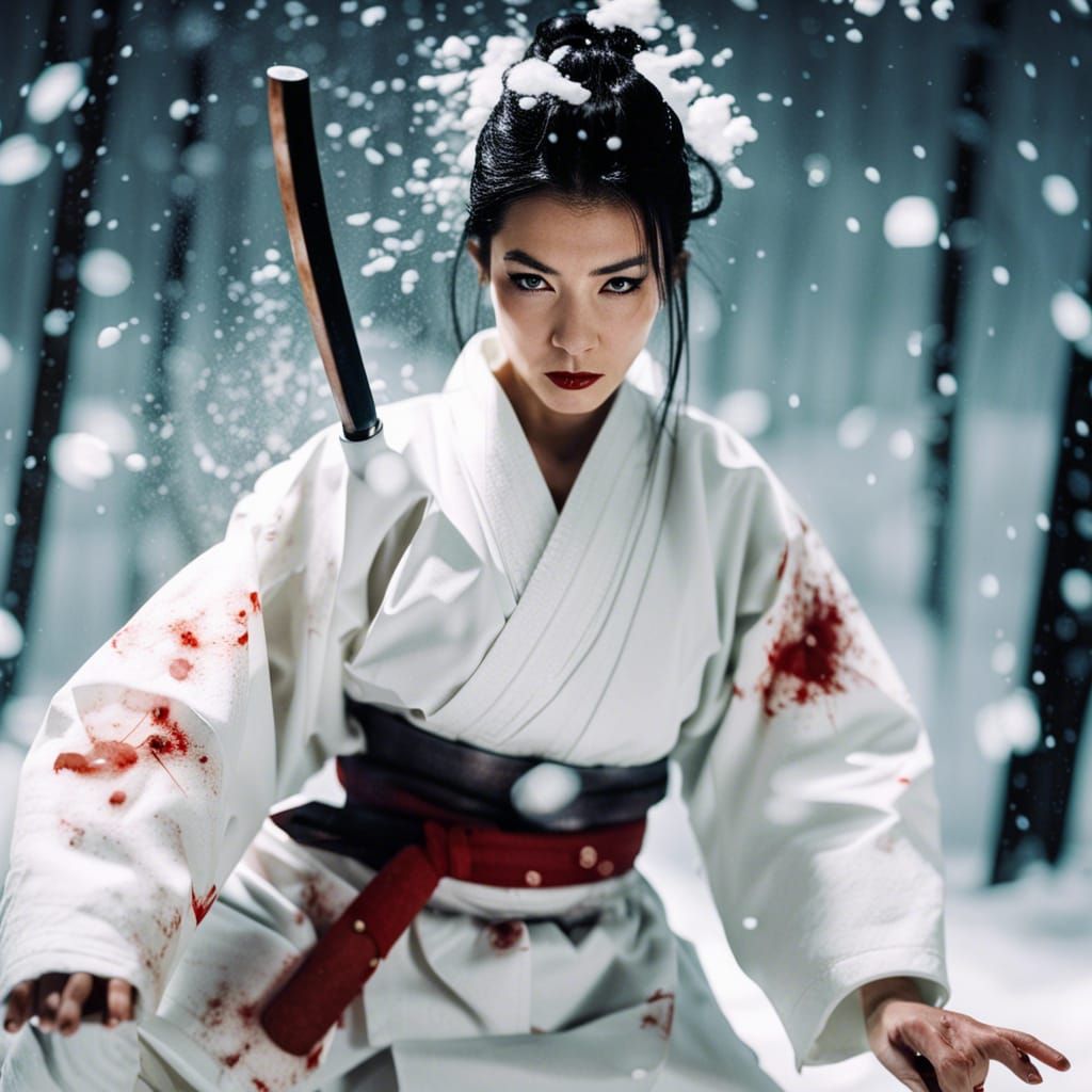 Lady Snowblood Portrait in Snowy Karate Pose