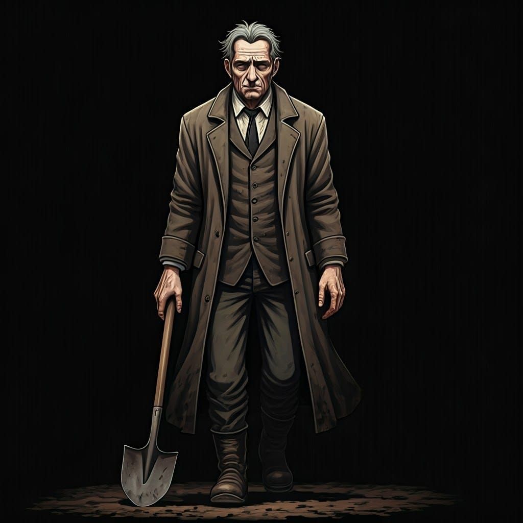 Tired Gravedigger in Manga Scan Style