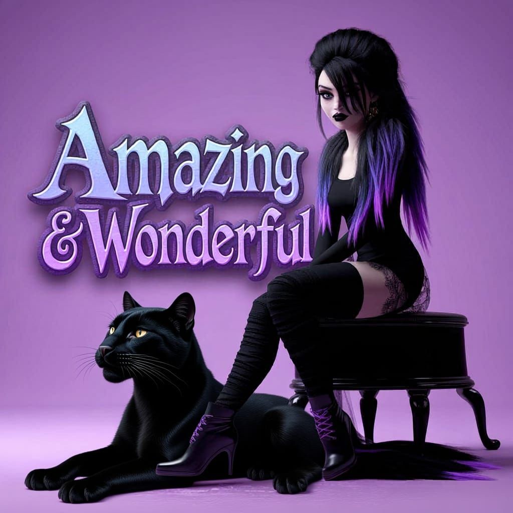 Woman with Black Panther at Her Feet