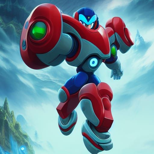 Detailed Matte Painting of Mega Man in 8K