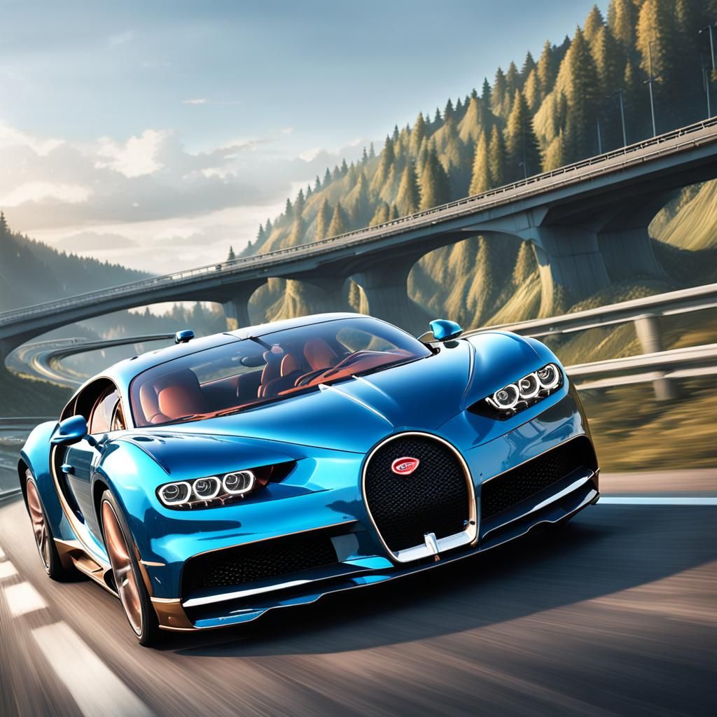 Bronze Bugatti Chiron on German Highway