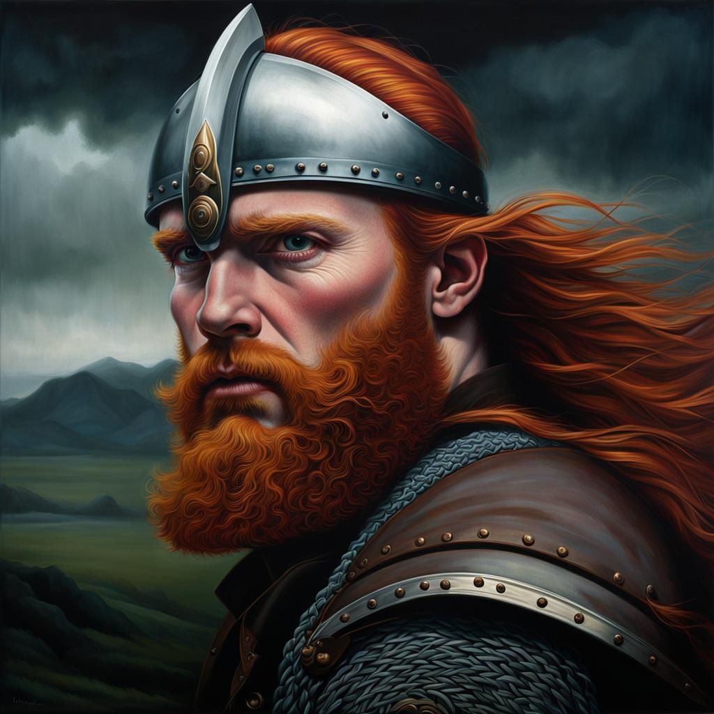 Intense Portrait of a Redhaired Viking