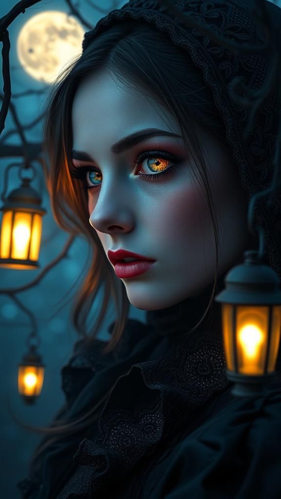 Dark fantasy portrait. Gothic woman