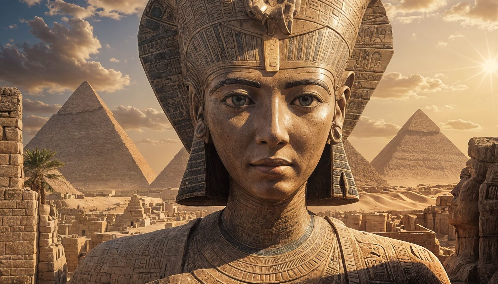 Egyptian Pyramids at Sunset with Mystical Atmosphere