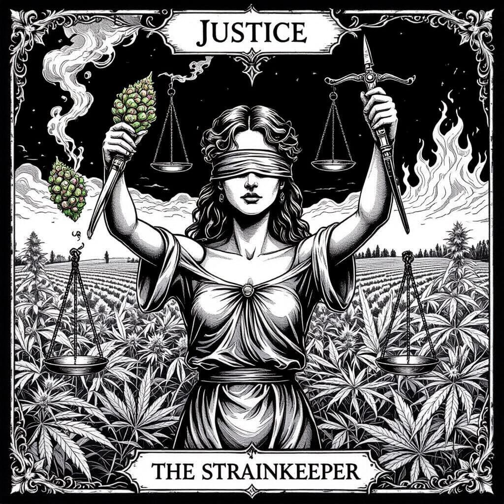 Gothic Tarot Card: Justice, the Strainkeeper