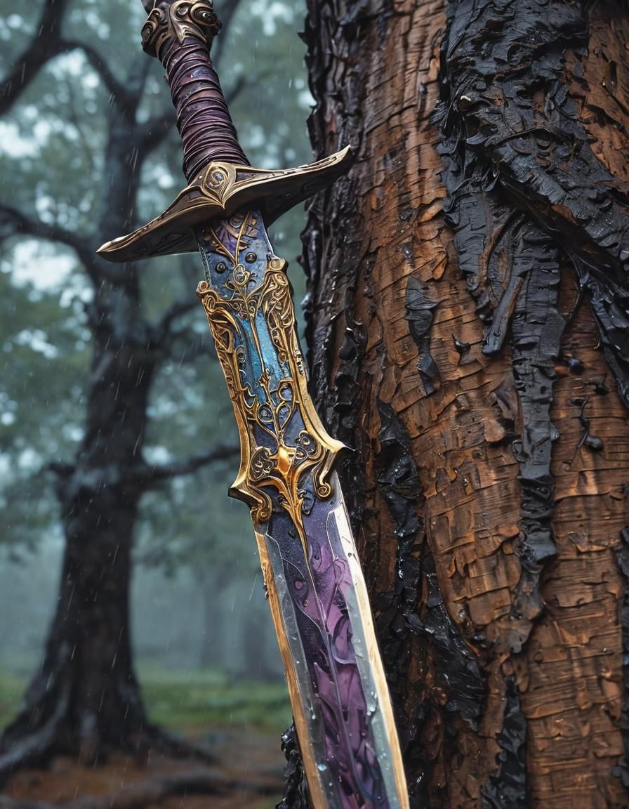 Sword in Tree Dark Fantasy Concept Art