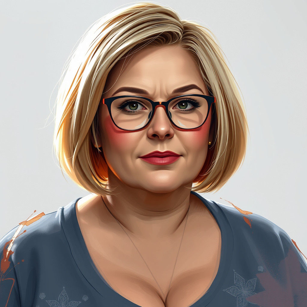 Detailed Splash Art Portrait of a Strawberry Blonde Woman