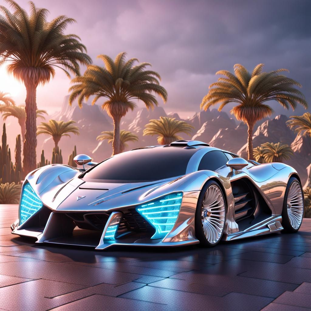Luxury Iced-Out Sports Car in Sci-Fi 3D