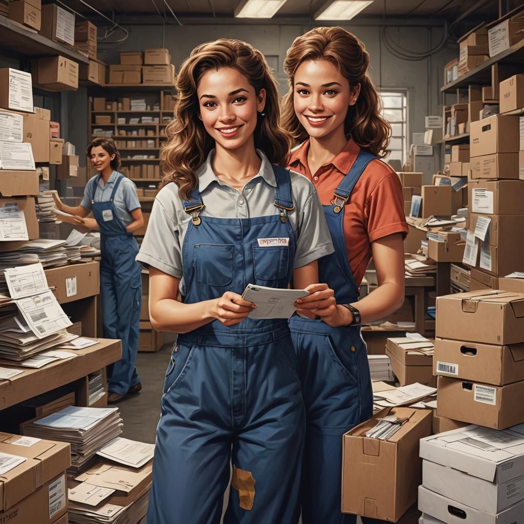 Friendly 90s Postal Worker Sorting Mail