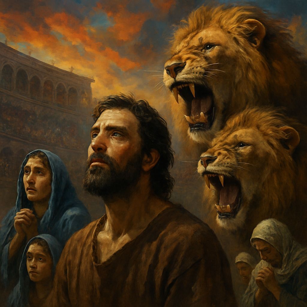 Christians and Lions in Roman Arena: Hyperrealistic Art