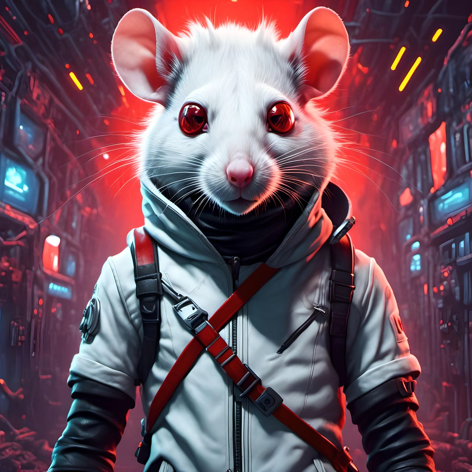 Cyberpunk Space Pirate Rat Portrait