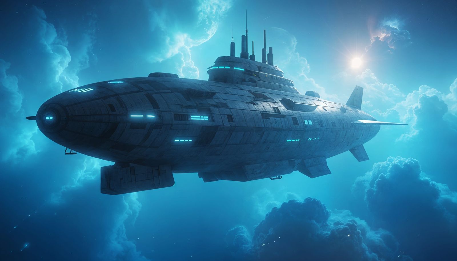 Space Battleship Navigates The Ort Cloud