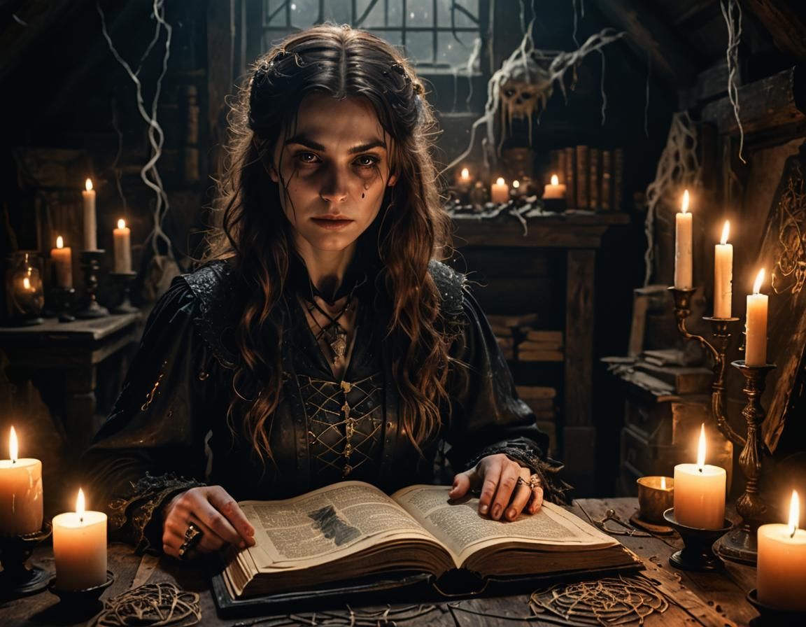 Cursed Grimoire Portrait in Dark Fantasy Style