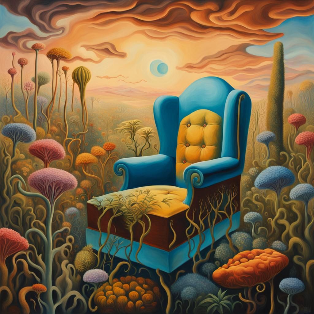 Surreal Scene with Melting Colors in Daliesque Style