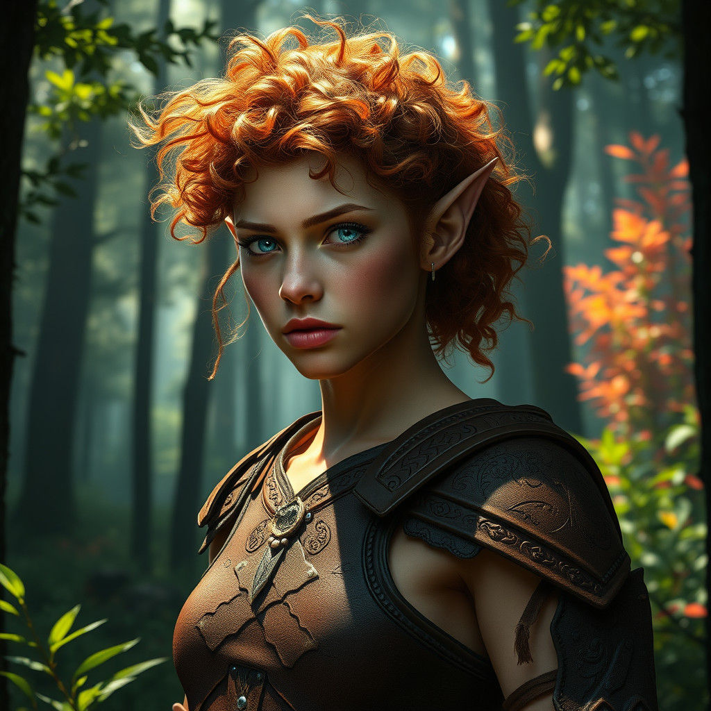 Wood Elf Ranger in Hyperrealistic Forest