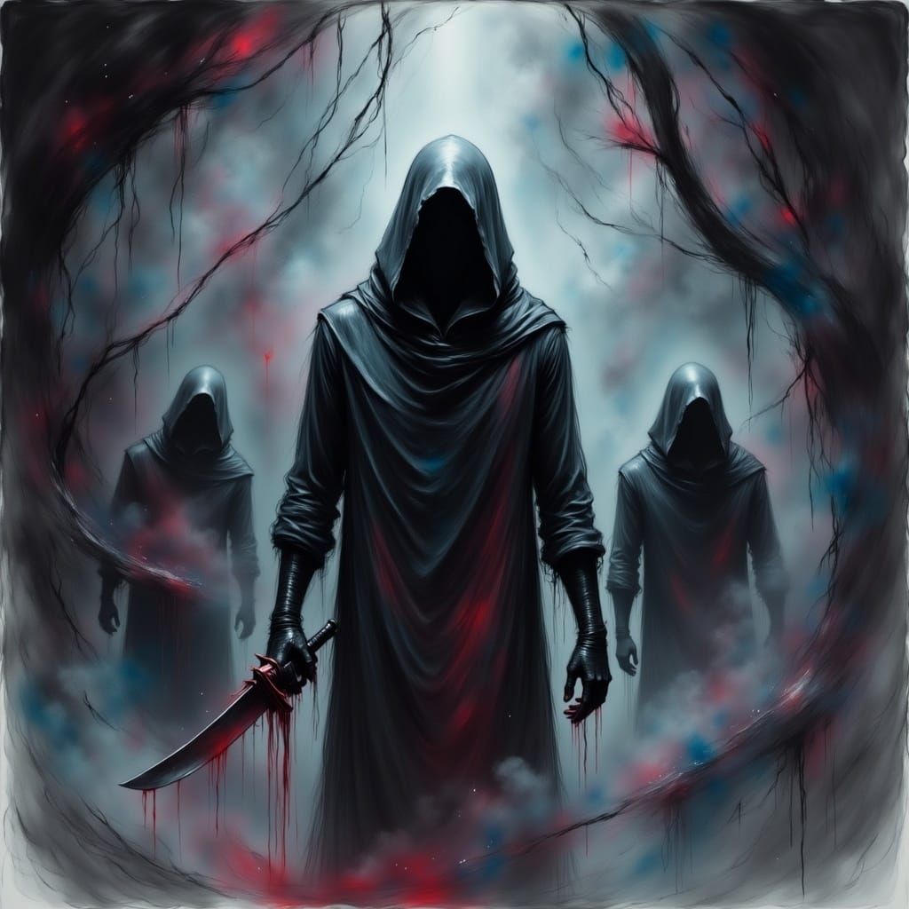 Dark Dreamcatcher Surrounded by Evil Ghosts