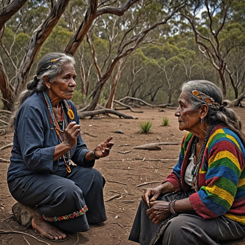 Aboriginal Elder Narrates Tale to Rainbow Serpent