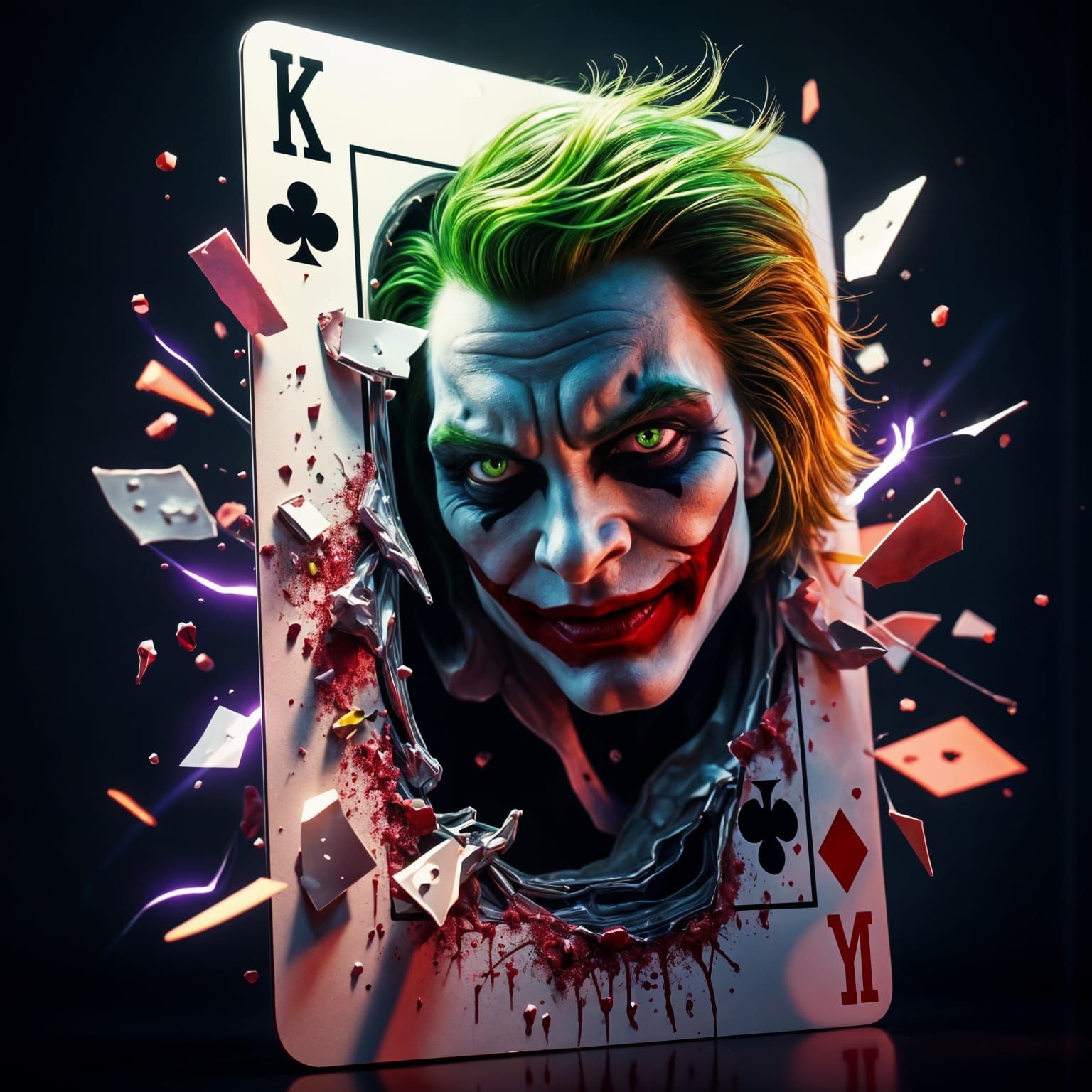 Batman Emerges from a Joker Playing Card in Hyperrealistic S...
