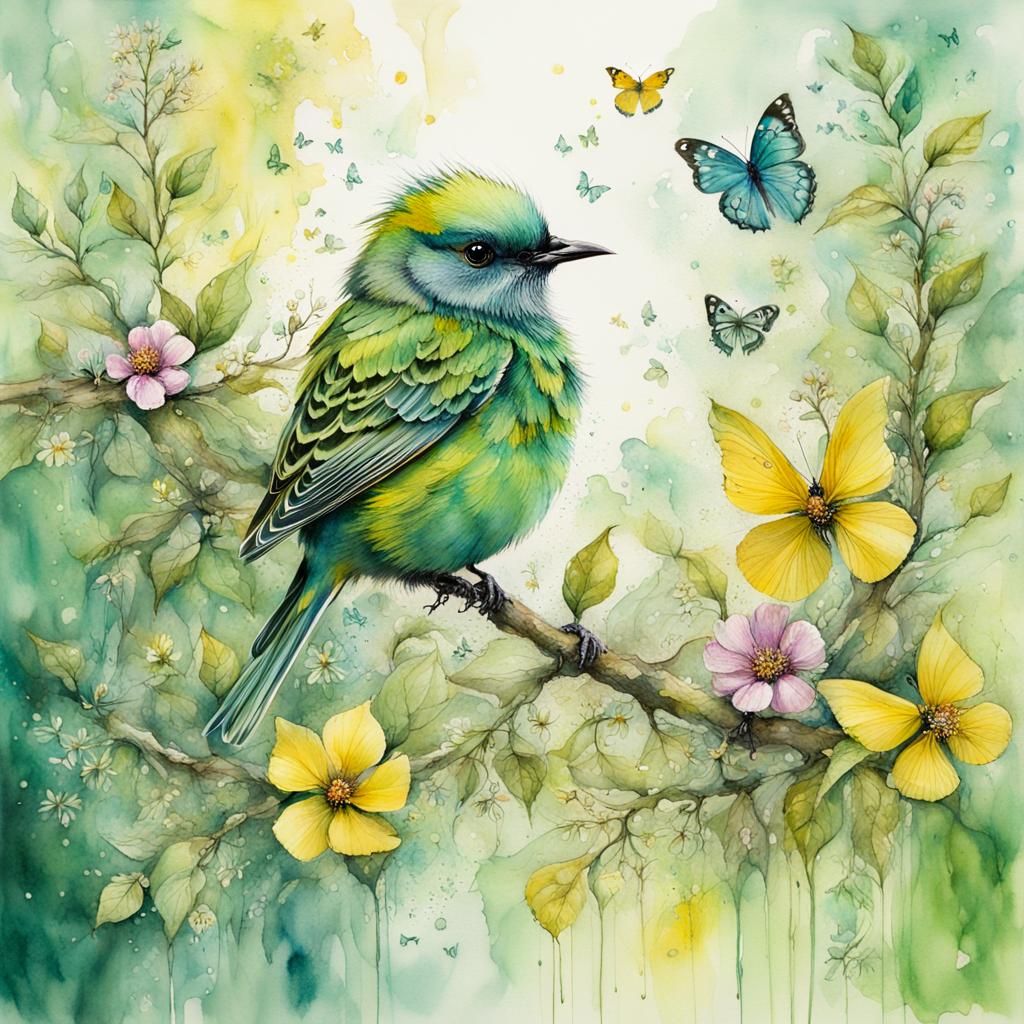Cute Green Bird