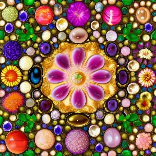 Gemstone Flowers Dissolving into Seed Orbs