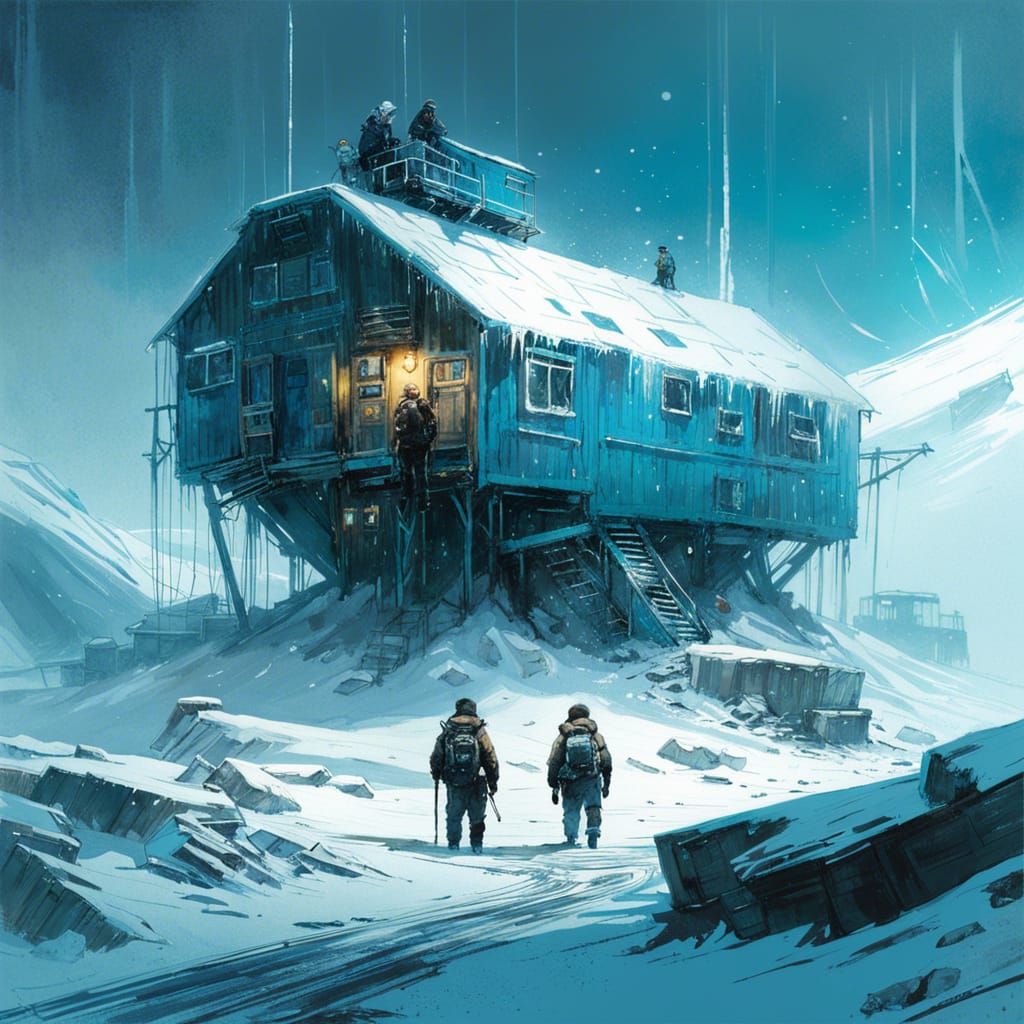 Isolated Antarctic Base in Fine Art Style