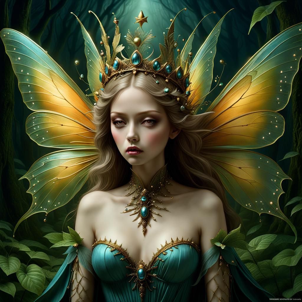 Eerie Fairy Queen in Dark Fantasy Concept Art