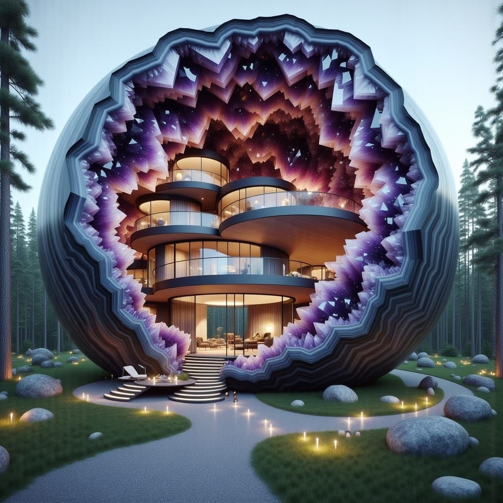 Surreal Geode House Architecture with Crystalline Design