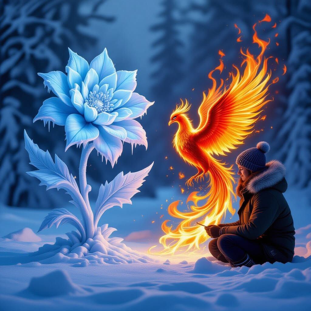 Fire and Ice Elemental Artists Merge Creations
